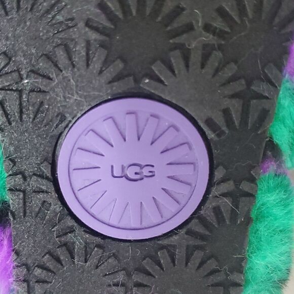 UGG Fluff Yeah Plaid Punk Slide Women's 7 Multi Wool Slingback Slipper - Picture 11 of 13